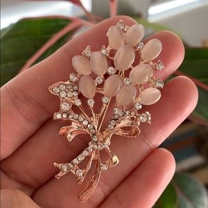Rose Gold Flower Bouquet Brooch Pin